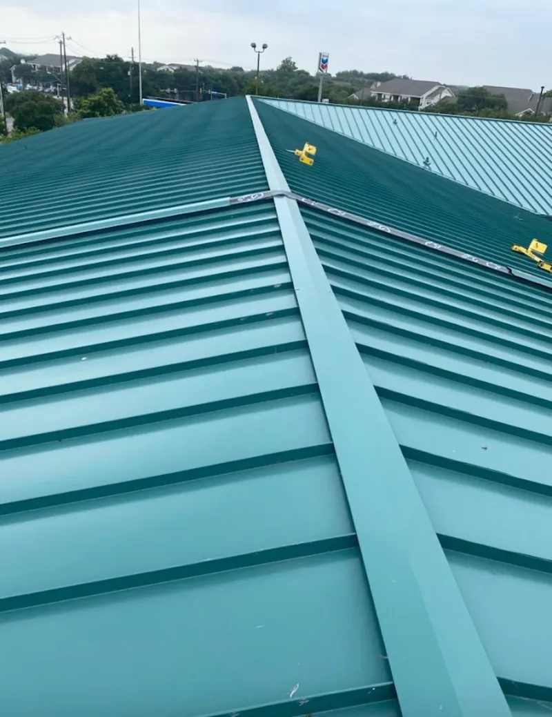 Green commercial metal roof ridge and valley for Metal Roof Repair in College Place